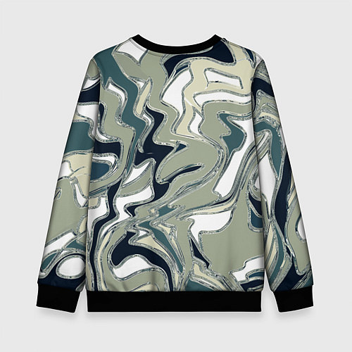 Детский свитшот Абстракция оливковый / 3D-Черный – фото 2