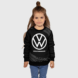 Свитшот детский Volkswagen speed на темном фоне со следами шин, цвет: 3D-черный — фото 2