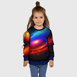 Свитшот детский Неоновая галактика, цвет: 3D-синий — фото 2