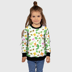 Свитшот детский Цветы и листья, цвет: 3D-черный — фото 2