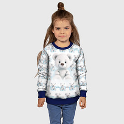 Свитшот детский Плюшевый белый медведь, цвет: 3D-синий — фото 2