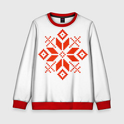 Свитшот детский Удмуртский узор, цвет: 3D-красный