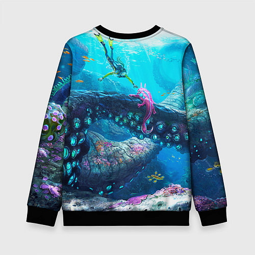 Детский свитшот Подводный мир сабнавтики / 3D-Черный – фото 2
