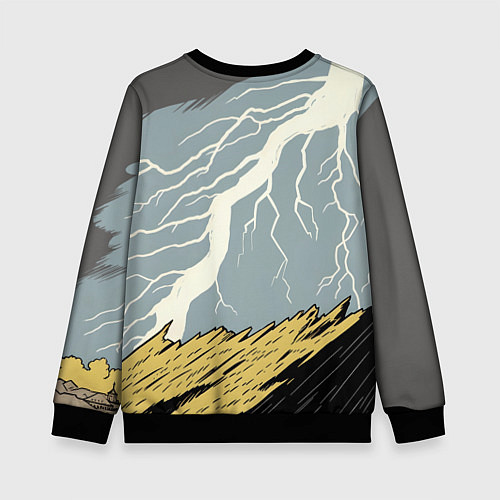 Детский свитшот Дурак на горе ловит молнию / 3D-Черный – фото 2