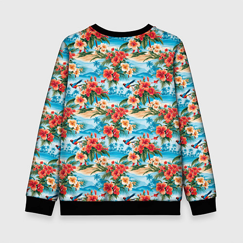 Детский свитшот Гавайский стиль летние цветы / 3D-Черный – фото 2