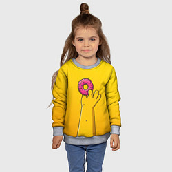 Свитшот детский Гомер и пончик, цвет: 3D-меланж — фото 2
