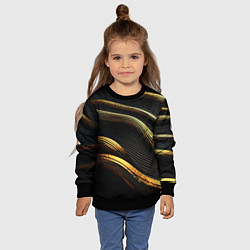 Свитшот детский Золотистые волны абстракция, цвет: 3D-черный — фото 2