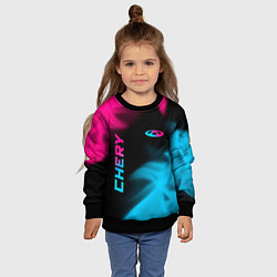 Свитшот детский Chery - neon gradient: надпись, символ, цвет: 3D-черный — фото 2