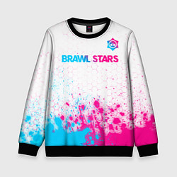 Свитшот детский Brawl Stars neon gradient style: символ сверху, цвет: 3D-черный
