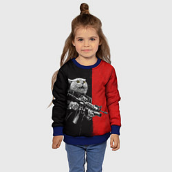 Свитшот детский Кот гангстер с m4a4, цвет: 3D-синий — фото 2