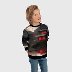 Свитшот детский Домик у озера, цвет: 3D-черный — фото 2