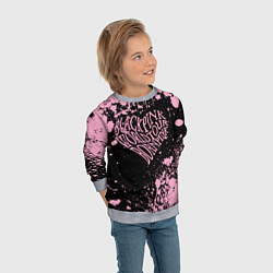 Свитшот детский Блэкпинк - потертости и сердце, цвет: 3D-меланж — фото 2