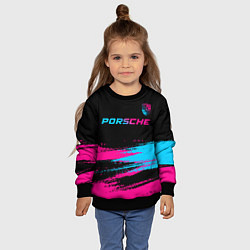 Свитшот детский Porsche - neon gradient: символ сверху, цвет: 3D-черный — фото 2