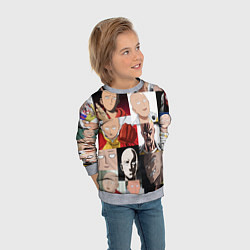 Свитшот детский Saitama - many faces, цвет: 3D-меланж — фото 2