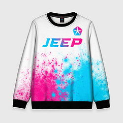 Свитшот детский Jeep neon gradient style: символ сверху, цвет: 3D-черный