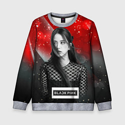 Свитшот детский Jisoo black red background, цвет: 3D-меланж