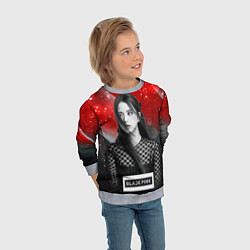 Свитшот детский Jisoo black red background, цвет: 3D-меланж — фото 2
