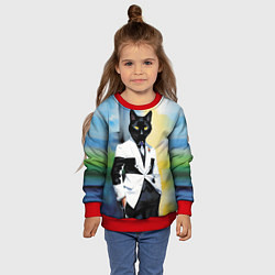 Свитшот детский Cat fashionista - neural network - pop art, цвет: 3D-красный — фото 2