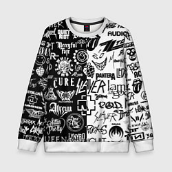 Свитшот детский Логотипы лучших рок групп, цвет: 3D-белый