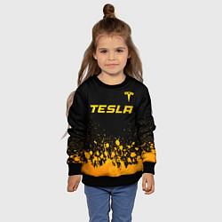 Свитшот детский Tesla - gold gradient: символ сверху, цвет: 3D-черный — фото 2