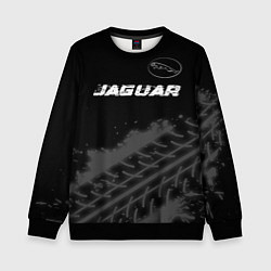 Свитшот детский Jaguar speed на темном фоне со следами шин: символ, цвет: 3D-черный