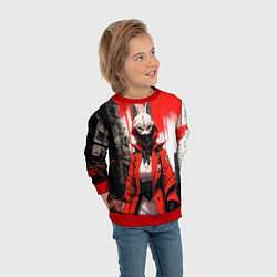 Свитшот детский Девушка в маске кицунэ, цвет: 3D-красный — фото 2