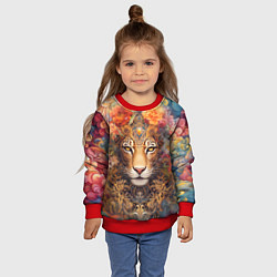 Свитшот детский Леопард в тропиках, цвет: 3D-красный — фото 2