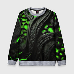 Свитшот детский Green black abstract, цвет: 3D-меланж