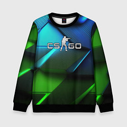 Свитшот детский CS GO green blue abstract, цвет: 3D-черный