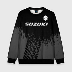 Детский свитшот Suzuki speed на темном фоне со следами шин: символ