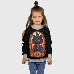 Свитшот детский Черный кот в хеллоуине, цвет: 3D-меланж — фото 2