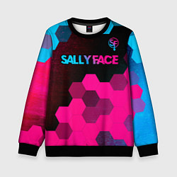 Детский свитшот Sally Face - neon gradient: символ сверху