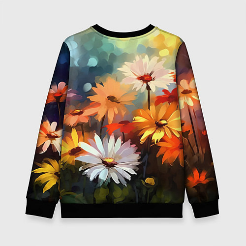 Детский свитшот Маслянные ромашки / 3D-Черный – фото 2