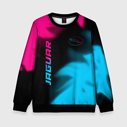 Свитшот детский Jaguar - neon gradient: надпись, символ, цвет: 3D-черный