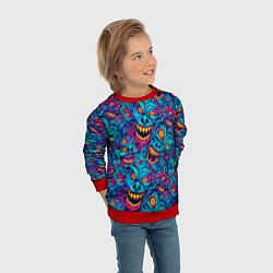 Свитшот детский Неоновые монстры - graffiti art style pattern, цвет: 3D-красный — фото 2
