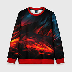 Свитшот детский Red black abstract, цвет: 3D-красный