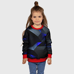 Свитшот детский Black blue abstract, цвет: 3D-красный — фото 2