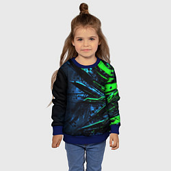 Свитшот детский Black green abstract, цвет: 3D-синий — фото 2