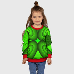Свитшот детский Зеленые овалы, цвет: 3D-красный — фото 2