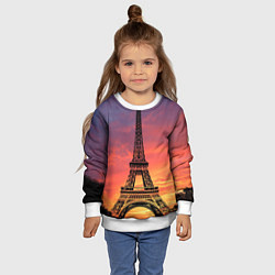 Свитшот детский Эйфелева башня - закат, цвет: 3D-белый — фото 2