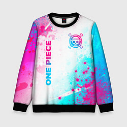 Свитшот детский One Piece neon gradient style: надпись, символ, цвет: 3D-черный