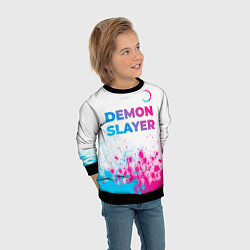 Свитшот детский Demon Slayer neon gradient style: символ сверху, цвет: 3D-черный — фото 2