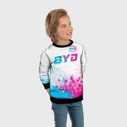 Свитшот детский BYD neon gradient style: символ сверху, цвет: 3D-черный — фото 2