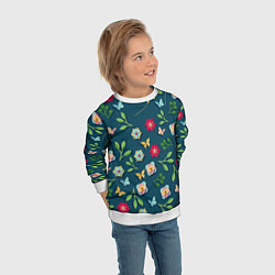 Свитшот детский Цветы и разноцветные бабочки, цвет: 3D-белый — фото 2