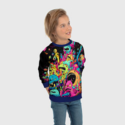 Свитшот детский Космические зубастые монстры, цвет: 3D-синий — фото 2