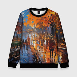Свитшот детский Осенний город импрессионизм, цвет: 3D-черный