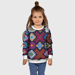 Свитшот детский Орнамент удмуртский, цвет: 3D-белый — фото 2