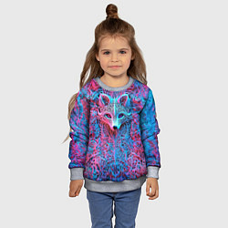 Свитшот детский Лис из розово-голубых узоров, цвет: 3D-меланж — фото 2
