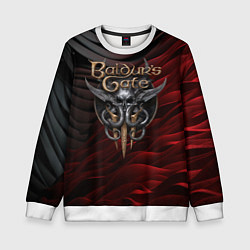 Свитшот детский Baldurs Gate 3 logo dark red black, цвет: 3D-белый