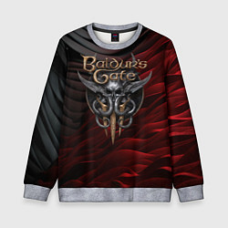 Свитшот детский Baldurs Gate 3 logo dark red black, цвет: 3D-меланж